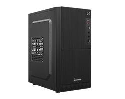 GABINETE QUARONI FRENTE ABS, NEGRO TIPO ALUMINO CEPILLADO CON ENCENDIDO Y PUERTOS LATERALES, MICRO ATX / MINI ITX, FUENTE DE PODER INCLUIDA DE 500W
